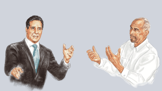 Illustration of Superintendent Albert Carvalho and Dean Pedro Noguera.