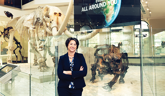 Professor Gale Sinatra at the Museum of Natural History in Exposition Park, Los Angeles. PHOTO BY CODY PICKENS