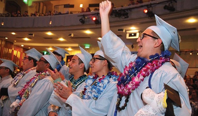 Students celebrating graduation