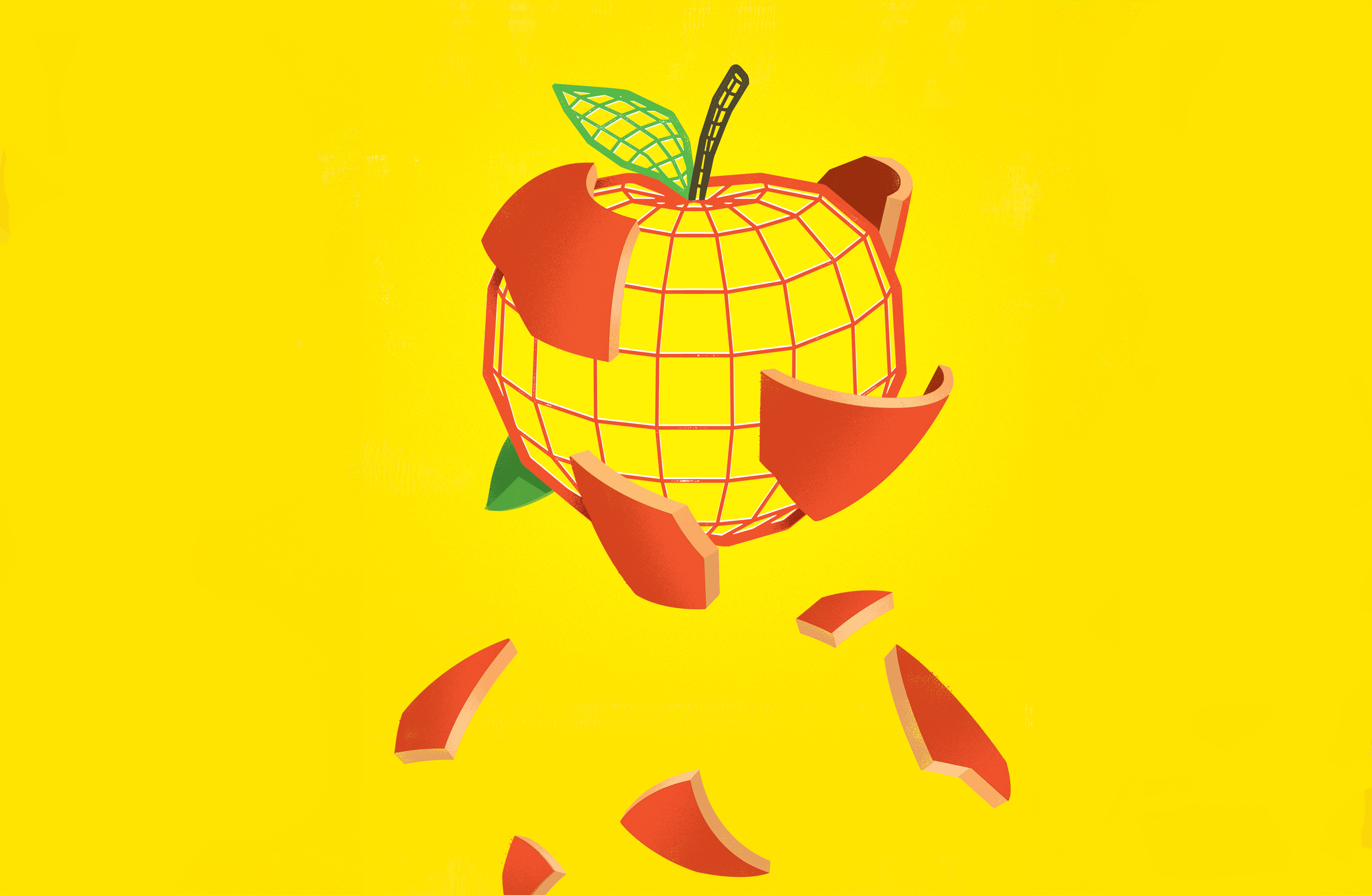 Illustration of an apple shedding it's skin.