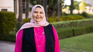 Portrait of student Maha Al Romaihi at USC's University Park Campus in Los Angeles, California.