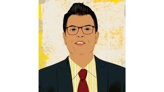 An illustrated portrait of Carlos Cortez, as chancellor of the San Diego Community College District.