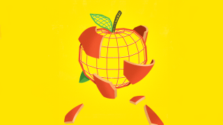 Illustration of an apple shedding it's skin.