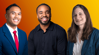 Jude Paul Dizon (left), Antar Tichavakunda (center) and Margaret Sallee (right) were selected as recipients of the Pullias Center's 2025 Racial Equity Alumni Award.