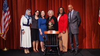Photography of newly chaired faculty with Dean Noguera.