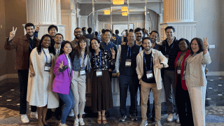Cohort seven of the USC Rossier EdTech Accelerator gather for a photo after pitching their companies at the ASU+GSV Summit in April 2025.