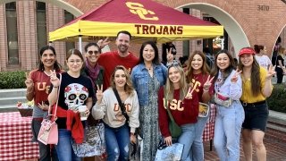 The inaugural cohort of the Doctor of Education in Mental Health Leadership program pose for a photo with Professor Ruth Chung (center). (Photo/USC Rossier)