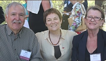 (L) Milt Meler ’70, MBA ’71, Dean Gallagher, and Anna Karen Meler