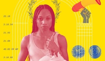 Photographic illustration of Allyson Felix.