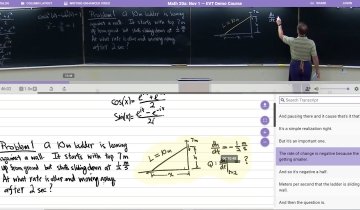 Screenshot of the EVT program that converts board lectures into interactive notes for students.