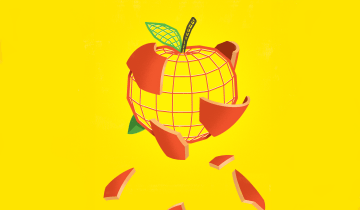 Illustration of an apple shedding it's skin.