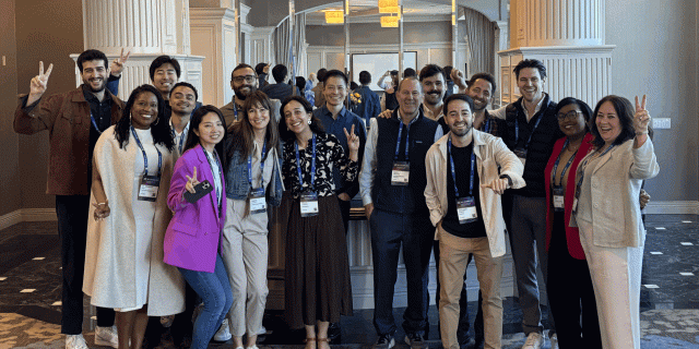 Cohort seven of the USC Rossier EdTech Accelerator gather for a photo after pitching their companies at the ASU+GSV Summit in April 2025.