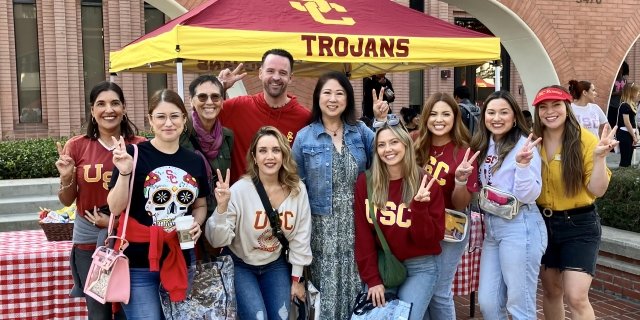 The inaugural cohort of the Doctor of Education in Mental Health Leadership program pose for a photo with Professor Ruth Chung (center). (Photo/USC Rossier)