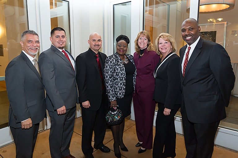 Current and past recipients of DSAG scholarships: Gary Garcia, Elias Vargas, Ramiro Rubalcaba EdD ’15, Patricia Brent-Sanco, Catherine Kawaguchi EdD ’15, Melissa Moore EdD ’14 and Lawton Gray III.