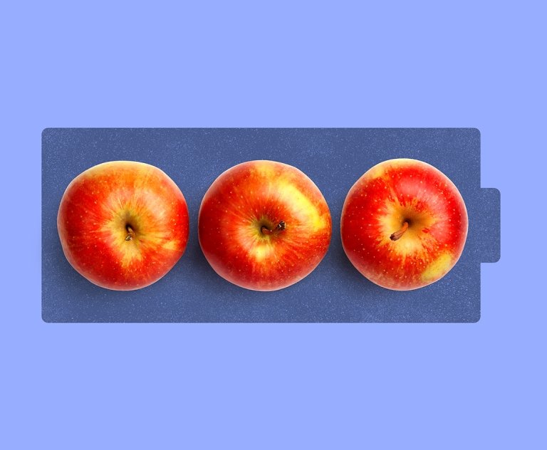 An illustration of apples inside a battery