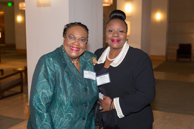 Patricia Brent-Sanco with DSAG member David Verdugo EdD ’05, former superintendent of the Paramount Unified School District. Photo by Benjamin Kaatz.