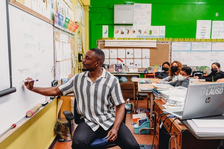 Scott in the classroom at 93rd Street Elementary School