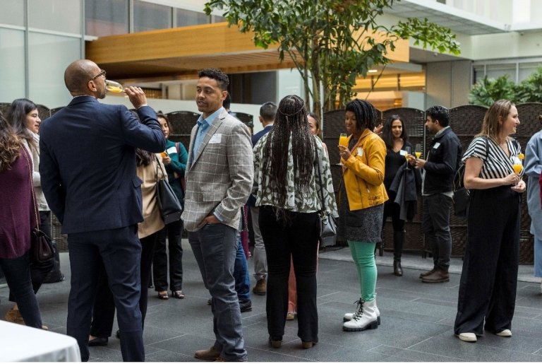 Alumni and students met one another prior to hearing Dean Noguera speak about closing the achievement gap and advancing educational equity.