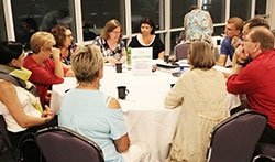 Adjunct faculty members at Harper College participate in a roundtable during the annual Adjunct Faculty Teaching and Learning Conference. (Photo courtesy of Harper College Academy for Teaching Excellence)