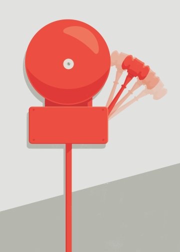 Illustration of a fire alarm with a gavel.