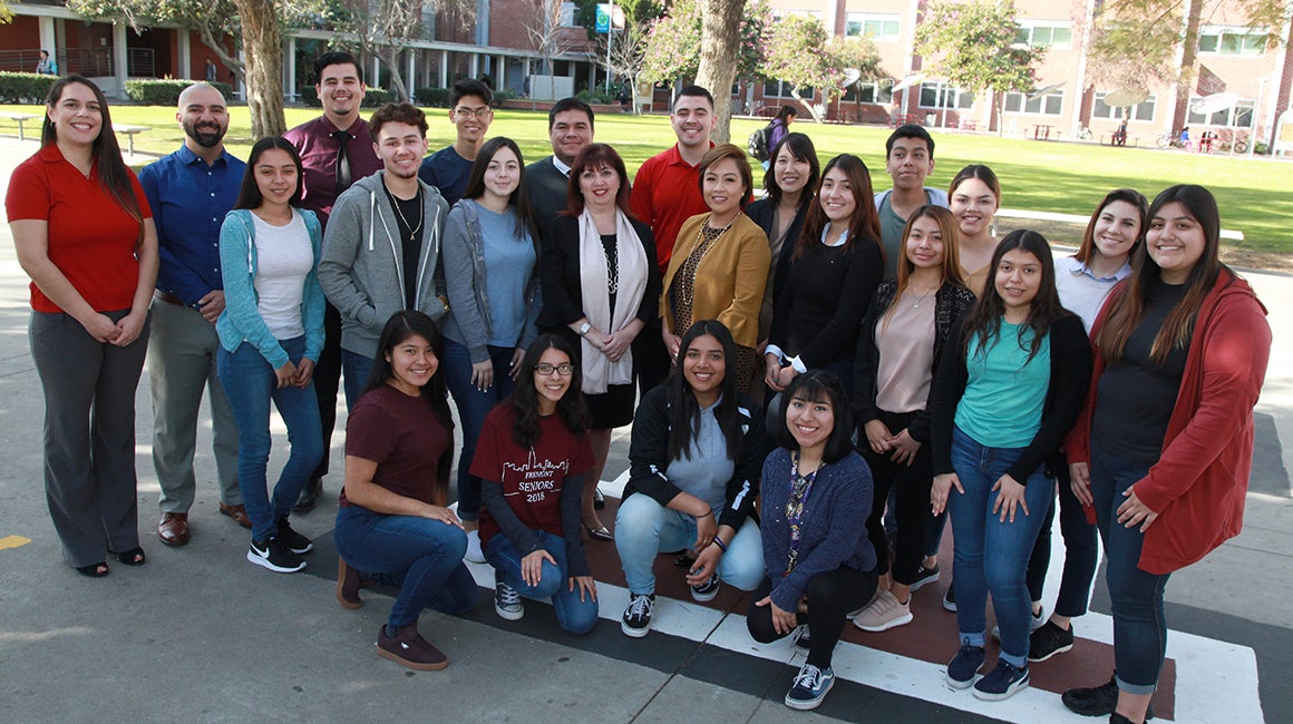 Group of students posing together outdoors
