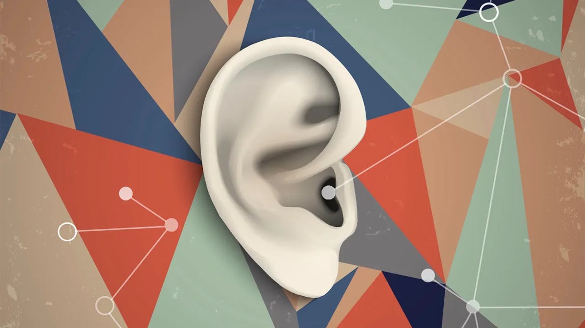 Abstract colorful illustration of a human ear